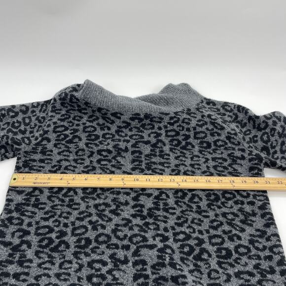 ANTHROPOLOGIE Emmy Wool Blend Sweater Women Size MP Oversized Cowl Tunic Leopard - Picture 6 of 7